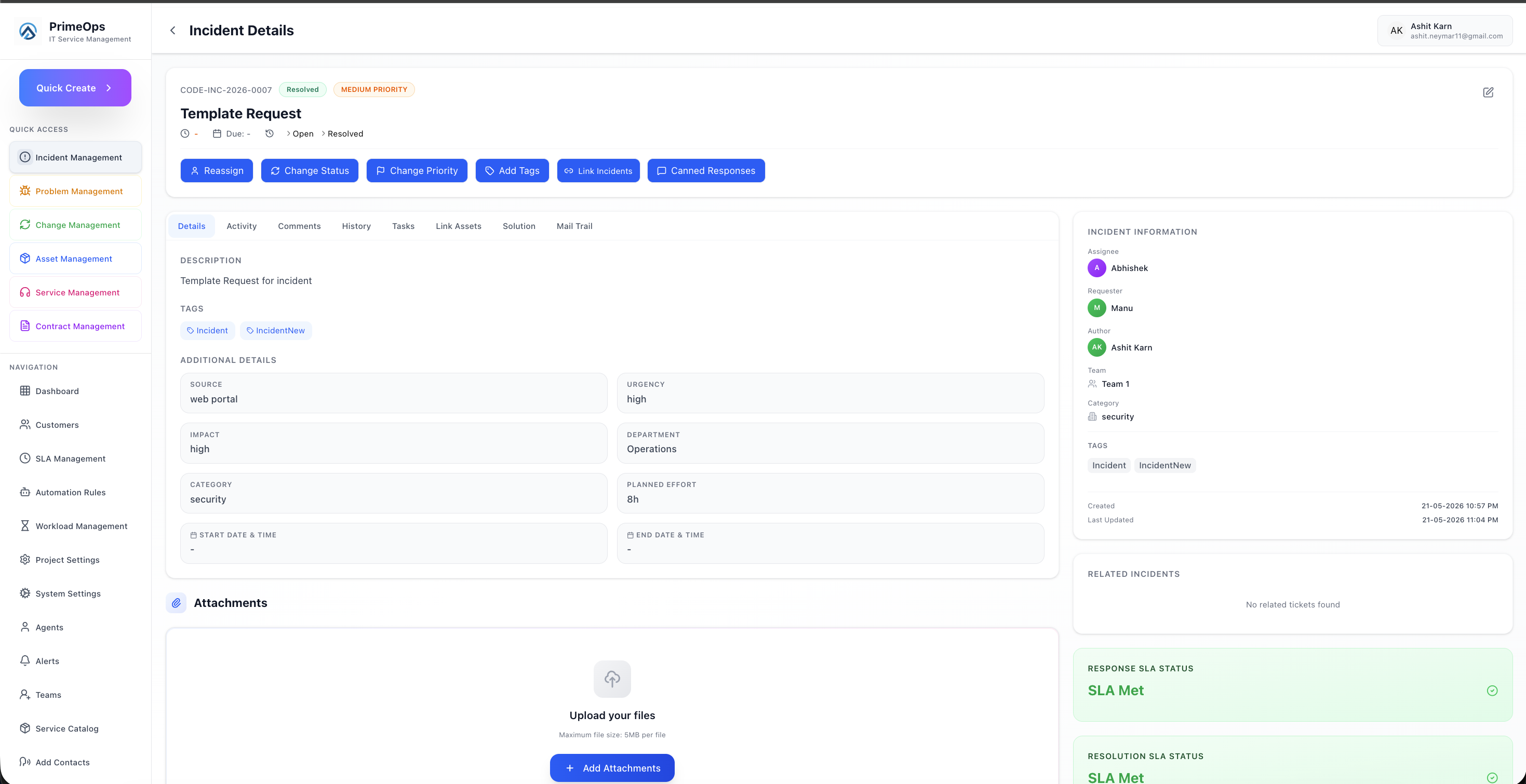 Incident Screen